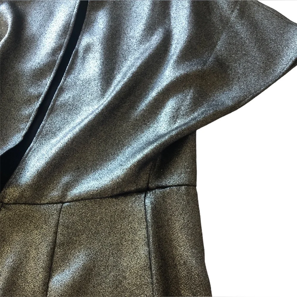 H&M Ladies Black & Silver Glitter Slit Cap Sleeve Fitted New Years Eve Dress - Picture 11 of 11